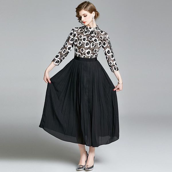 runway women's pleated long dress autumn black white lace patchwork chiffon hook floral vintage hollow out vestidos casual dresses, Black;gray
runway women's pleated long dress autumn black white lace patchwork chiffon hook floral vintage hollow out vestidos casual dresses, Black;gray