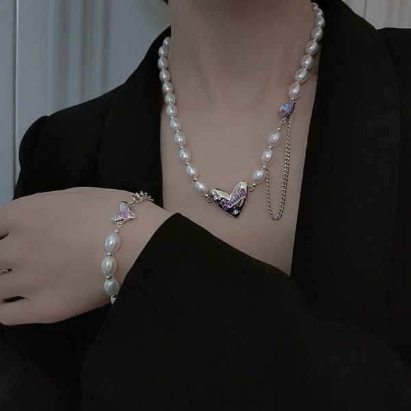 chains purple rhinestone necklace woman love heart bracelets women creative splicing artificial pearl pendant chain stainless naszyjnik, Silver
chains purple rhinestone necklace woman love heart bracelets women creative splicing artificial pearl pendant chain stainless naszyjnik, Silver