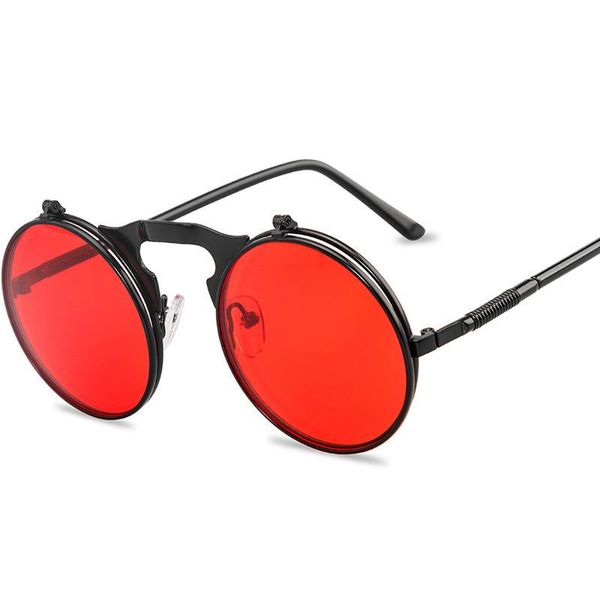 retro metal men and women punk steam clamshell sunglasses mirror round eyeglasses, White;black
retro metal men and women punk steam clamshell sunglasses mirror round eyeglasses, White;black