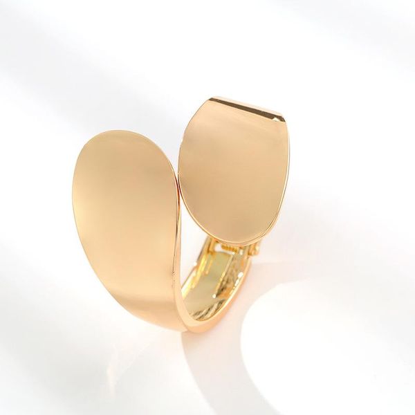 bangle sale bracelet simple and versatile mirror oval double-headed personality symmetrical spring open product wide side, Black