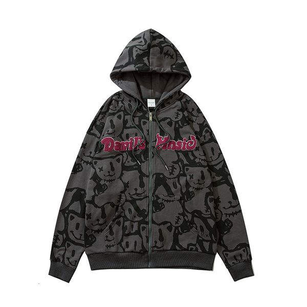 high street brand body bear print hoodie cardigan sweater men's and women's large zipper hoodie et, Black
high street brand body bear print hoodie cardigan sweater men's and women's large zipper hoodie et, Black