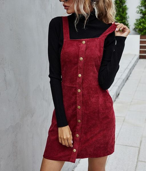 fashion women's corduroy a line dress cute solid color bib overalls button decor ladies girls mini strap casual dresses, Black;gray
fashion women's corduroy a line dress cute solid color bib overalls button decor ladies girls mini strap casual dresses, Black;gray