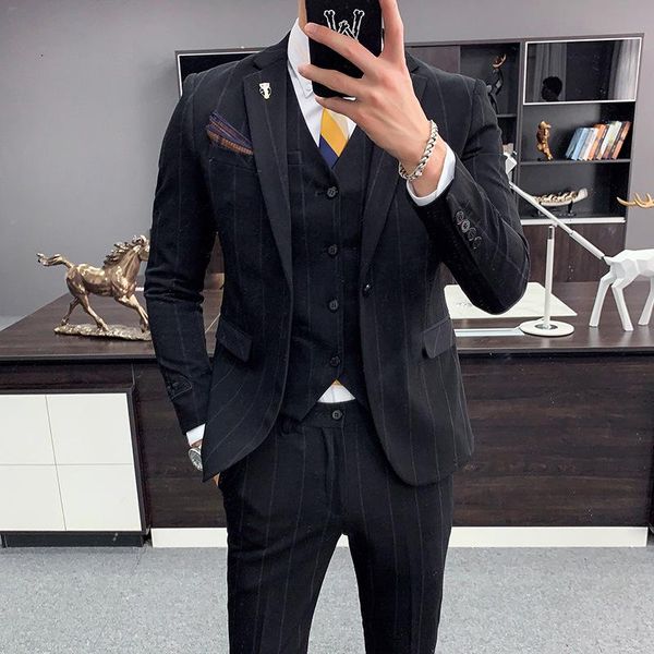 men's suits & blazers spot suit three-piece autumn and winter striped casual slim-fit embroidery small jacket wedding, White;black
men's suits & blazers spot suit three-piece autumn and winter striped casual slim-fit embroidery small jacket wedding, White;black