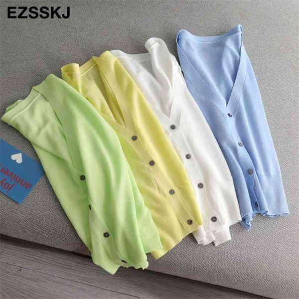 thin summer candy color knit crop cardigan women 3/4 sleeve short coat basic v-neck jacket outwear sun protection shirt 210812, White
thin summer candy color knit crop cardigan women 3/4 sleeve short coat basic v-neck jacket outwear sun protection shirt 210812, White