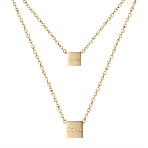 steel jewelry temperament love square pendant necklace collar chain design double short necklace, Silver
steel jewelry temperament love square pendant necklace collar chain design double short necklace, Silver