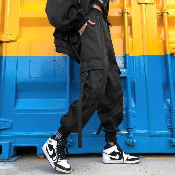 women's pants & capris street casual ladies jogging shoes black high waist loose female korean capri pockets jogger, Black;white
women's pants & capris street casual ladies jogging shoes black high waist loose female korean capri pockets jogger, Black;white