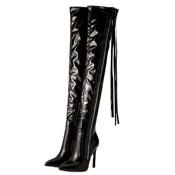 boots for 2021 women autumn winter cool girl glossy leather modern over-knee tassel zipper long pointed toe high heels lady shoe, Black
boots for 2021 women autumn winter cool girl glossy leather modern over-knee tassel zipper long pointed toe high heels lady shoe, Black