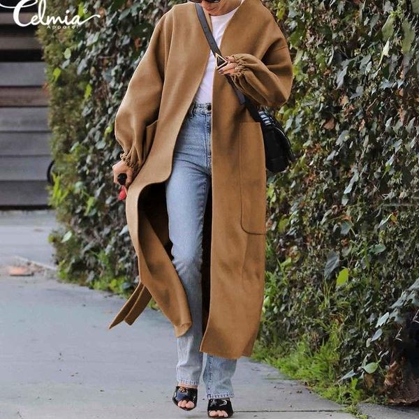 women's wool & blends women winter plus size long overcoat celmia minimalist loose cardigans lantern sleeve outwear korean elegant coat, Black
women's wool & blends women winter plus size long overcoat celmia minimalist loose cardigans lantern sleeve outwear korean elegant coat, Black