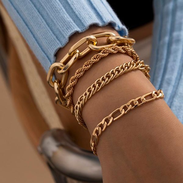 purui simple 4pcs/set multilayer chain bracelet curb cuban link bangle for women rock couples jewelry wrist jewellry gift link,, Black
purui simple 4pcs/set multilayer chain bracelet curb cuban link bangle for women rock couples jewelry wrist jewellry gift link,, Black