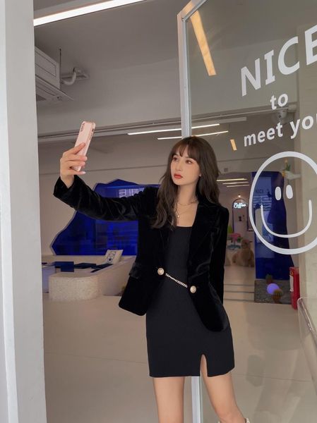 spring women velvet chains button jacket blazer ladies casual coat ddxgz2 3.11 women's suits & blazers, White;black
spring women velvet chains button jacket blazer ladies casual coat ddxgz2 3.11 women's suits & blazers, White;black
