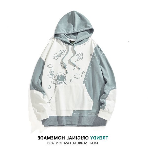 and autumn sweater spring couple's hooded cloth color bloing fashion brand versatile loose men's coat, Black
and autumn sweater spring couple's hooded cloth color bloing fashion brand versatile loose men's coat, Black