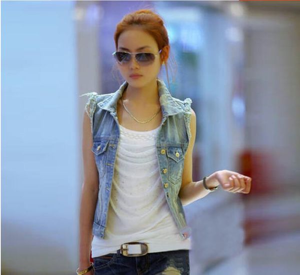 women's vests denim vest women vintage cardigan jean sleeveless turn-down collar breasted jacket casual colete coat, Black;white
women's vests denim vest women vintage cardigan jean sleeveless turn-down collar breasted jacket casual colete coat, Black;white