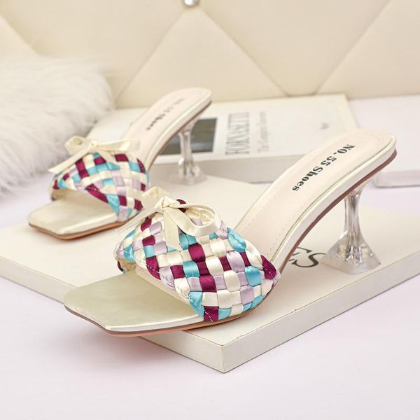 slippers clear women shoes crystal spike heels sandals summer weave strap slides ladies shallow pump fashion zapatos de mujer, Black
slippers clear women shoes crystal spike heels sandals summer weave strap slides ladies shallow pump fashion zapatos de mujer, Black