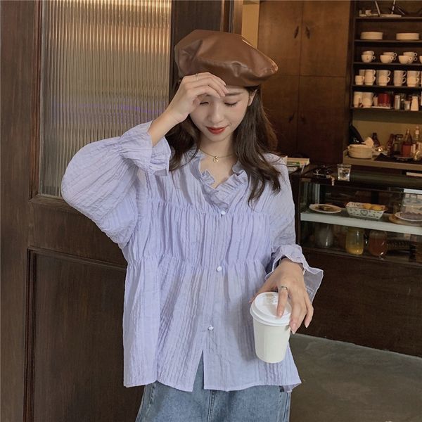 2 colors autumn korean style v neck long sleeve blouse women ruffles chiffon shirts loose vintage chiffon tops 2021 (cx1234), White
2 colors autumn korean style v neck long sleeve blouse women ruffles chiffon shirts loose vintage chiffon tops 2021 (cx1234), White