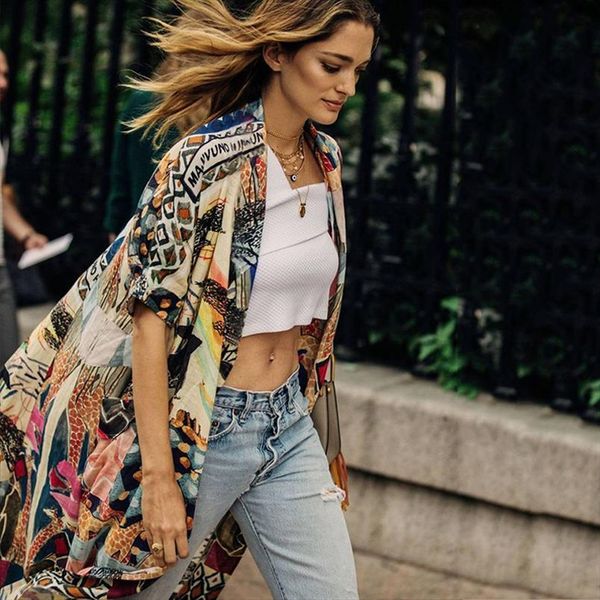 print kimono long gown womens blouses o neck short sleeve beach cardigan elegant multicolor bohemian shirt, White
print kimono long gown womens blouses o neck short sleeve beach cardigan elegant multicolor bohemian shirt, White