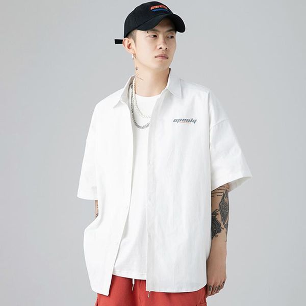 men's casual shirts 2021 summer korean style trendy brand ins shirt comfortable&loose all-match short-sleeved, White;black
men's casual shirts 2021 summer korean style trendy brand ins shirt comfortable&loose all-match short-sleeved, White;black