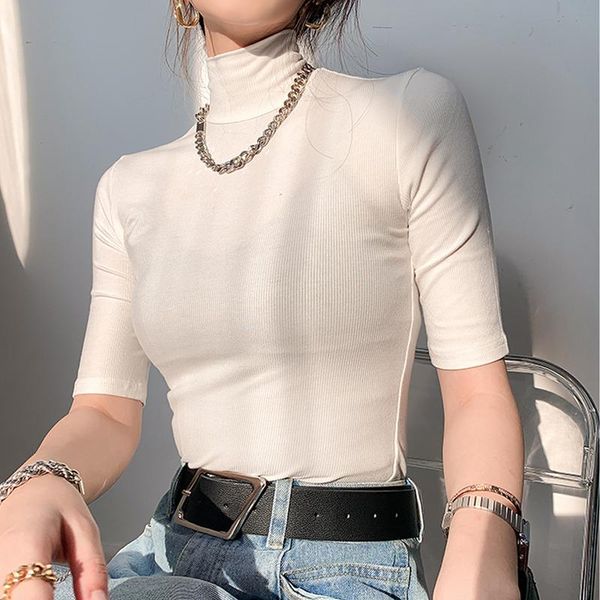 women's blouses & shirts solid casual cotton knitted autumn three quarter turtleneck white for women corset conmmute clothes 15637 
women's blouses & shirts solid casual cotton knitted autumn three quarter turtleneck white for women corset conmmute clothes 15637