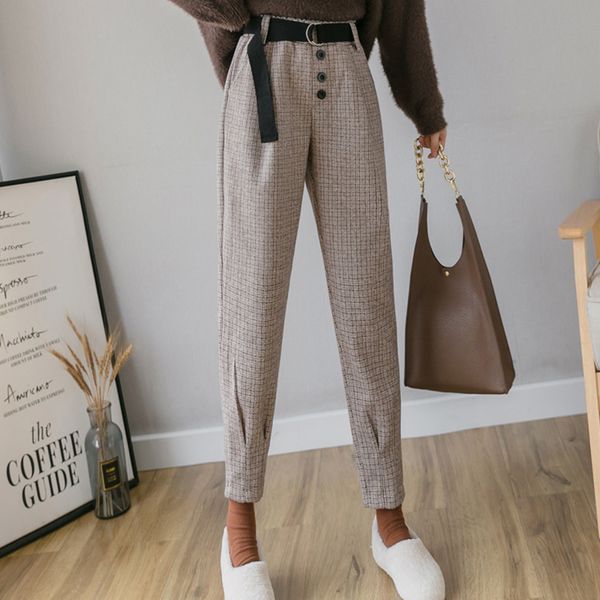 women's pants & capris zreqv wool plaid women's pants fall and winter wild thick casual loose hare ecnh, Black;white
women's pants & capris zreqv wool plaid women's pants fall and winter wild thick casual loose hare ecnh, Black;white