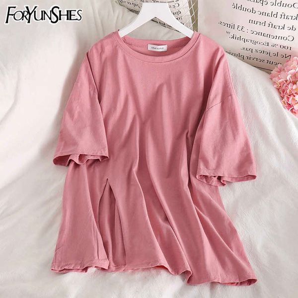 summer pink oversize short sleeve slit t-shirt women kawaii white black casual harajuku loose tshirt teenage clothes tee 210709
summer pink oversize short sleeve slit t-shirt women kawaii white black casual harajuku loose tshirt teenage clothes tee 210709