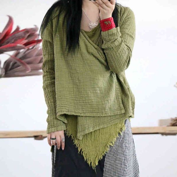 johnature retro v-neck linen lace up shirts autumn loose leisure fashion women 3 colors cardigan shirts 210521, White
johnature retro v-neck linen lace up shirts autumn loose leisure fashion women 3 colors cardigan shirts 210521, White