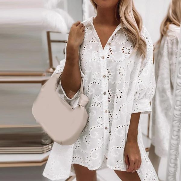 casual dresses 2021 shirt dress hollow out solid color single-breasted large hem women 3/4 sleeve for daily wear, Black;gray
casual dresses 2021 shirt dress hollow out solid color single-breasted large hem women 3/4 sleeve for daily wear, Black;gray