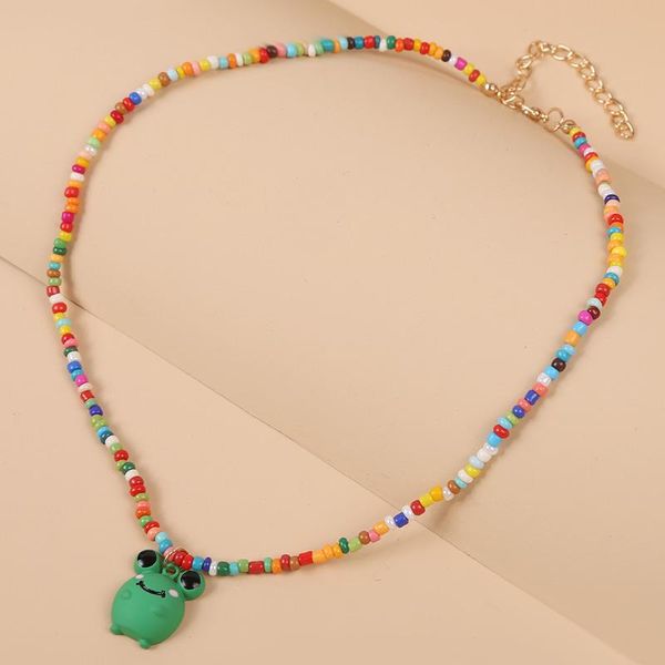 pendant necklaces 2021 bohemia multicolor glass beaded chain for women cute cartoons animal frog pendants necklace girls gift jewelry, Silver
pendant necklaces 2021 bohemia multicolor glass beaded chain for women cute cartoons animal frog pendants necklace girls gift jewelry, Silver