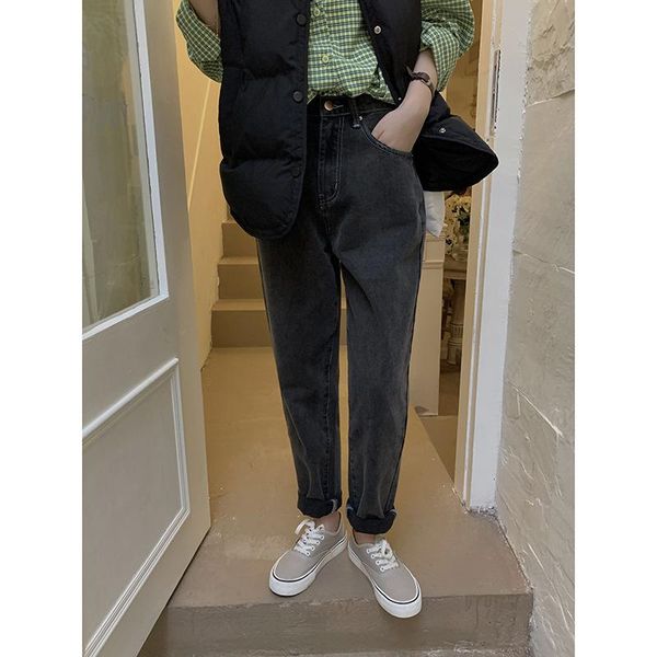 women's jeans carbon gray 2021 autumn high waisted vintage loose wide legs thin female carrot harem cargo demin pants k5392, Blue
women's jeans carbon gray 2021 autumn high waisted vintage loose wide legs thin female carrot harem cargo demin pants k5392, Blue