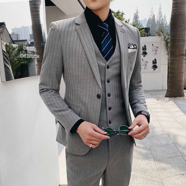 men's suits & blazers stripe wedding men slim fit korean sets (jacket+pants+vest) groom suit quality costume homme male fyhk, White;black
men's suits & blazers stripe wedding men slim fit korean sets (jacket+pants+vest) groom suit quality costume homme male fyhk, White;black