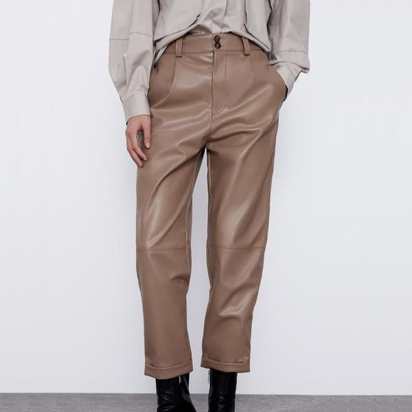 women's pants & capris casual pu leather for women 2021 chic fashion solid straight trousers office ladies elegant pockets ankle length, Black;white
women's pants & capris casual pu leather for women 2021 chic fashion solid straight trousers office ladies elegant pockets ankle length, Black;white
