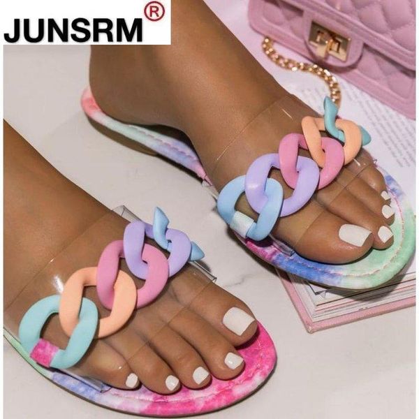 women summer flat slippers chain printed outside jelly shoes gladiator sandals slides for, Black
women summer flat slippers chain printed outside jelly shoes gladiator sandals slides for, Black