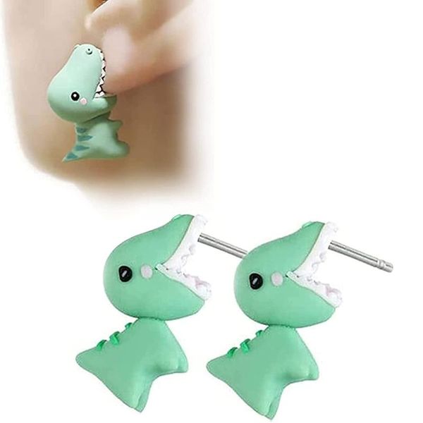stud 1 pair handmade polymer clay animal earrings for women cute 3d cartoon colorful jewelry lovely dinosaur print, Golden;silver
stud 1 pair handmade polymer clay animal earrings for women cute 3d cartoon colorful jewelry lovely dinosaur print, Golden;silver