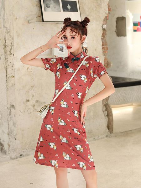 qipao 2021 summer style retro small fresh cheongsam young girl national improved version long dress ethnic clothing, Red
qipao 2021 summer style retro small fresh cheongsam young girl national improved version long dress ethnic clothing, Red