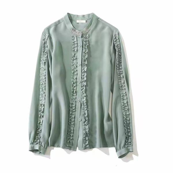 women's blouses & shirts european and american women's clothing the spring long - sleeved beaded stand collar fashion agaric fring, White
women's blouses & shirts european and american women's clothing the spring long - sleeved beaded stand collar fashion agaric fring, White