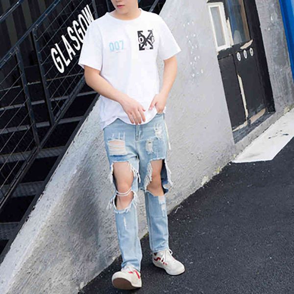 jean male influx will see super big hole leaking knee nine 9-point jeans men and women couple korean model thin pants uqu5, Blue
jean male influx will see super big hole leaking knee nine 9-point jeans men and women couple korean model thin pants uqu5, Blue