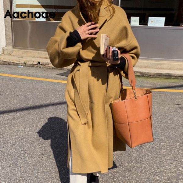women's wool & blends aachoae women elegant solid long coat with belt chic batwing sleeve pockets loose female autumn winter outerwear, Black
women's wool & blends aachoae women elegant solid long coat with belt chic batwing sleeve pockets loose female autumn winter outerwear, Black