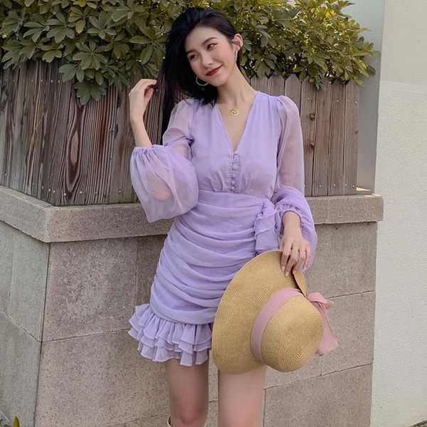 casual dresses ruched slim dress for women v neck lantern long sleeve high waist patchwork ruffle female fashion, Black;gray
casual dresses ruched slim dress for women v neck lantern long sleeve high waist patchwork ruffle female fashion, Black;gray