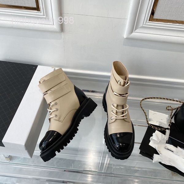 boots high end quality color matching leather short boots women's thick soled british heel barrel martin, Black
boots high end quality color matching leather short boots women's thick soled british heel barrel martin, Black