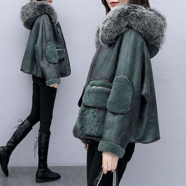 women's fur & faux women 2022 autumn winter coat female fashion thick warm jacket ladies large collar hooded casual overcoat b41, Black
women's fur & faux women 2022 autumn winter coat female fashion thick warm jacket ladies large collar hooded casual overcoat b41, Black