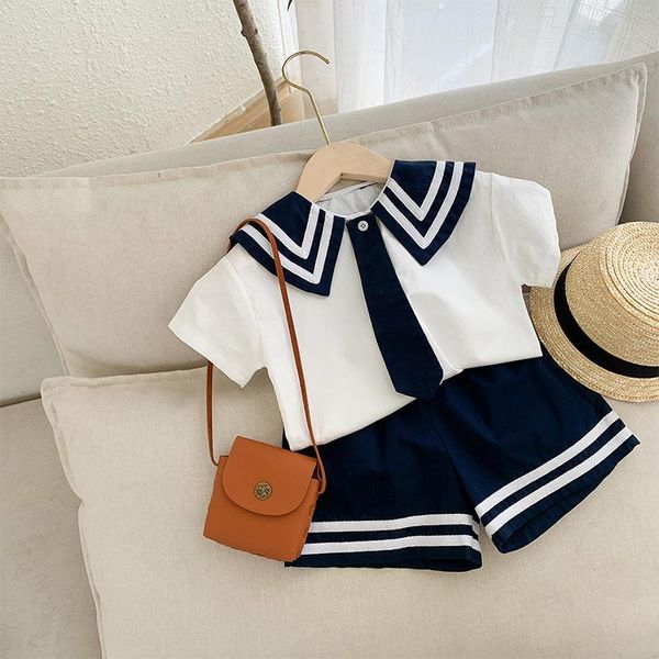 clothing sets girl korean fashion toddler navy style tees and pants 2pcs outfit summer children casual suits, White
clothing sets girl korean fashion toddler navy style tees and pants 2pcs outfit summer children casual suits, White
