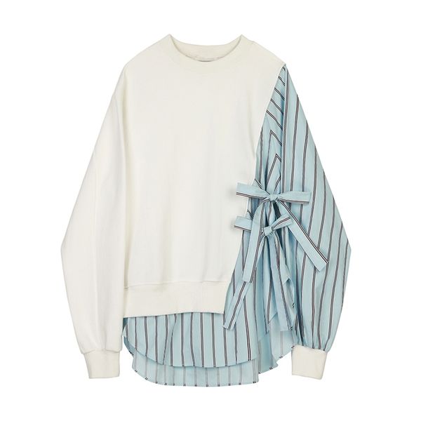 fake two piece sweater women's long sleeve new lace up bow stripe shirt splicing coat women oversized hoodie woman clothes 210421, Black
fake two piece sweater women's long sleeve new lace up bow stripe shirt splicing coat women oversized hoodie woman clothes 210421, Black