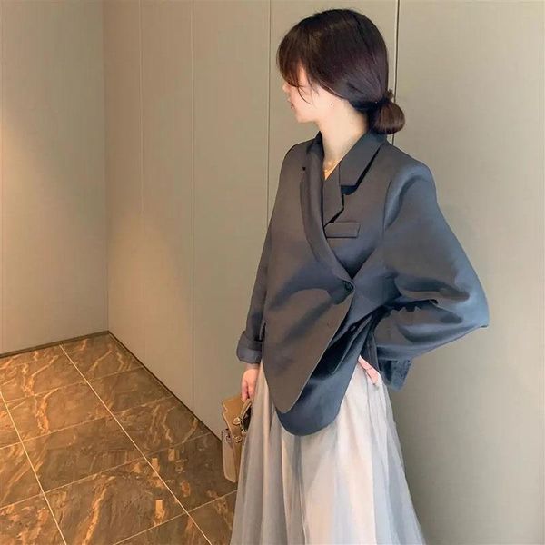 women's suits & blazers korean lapel long sleeve grey short blazer women casual loose oblique buckle office lady suit jacket autumn 202, White;black
women's suits & blazers korean lapel long sleeve grey short blazer women casual loose oblique buckle office lady suit jacket autumn 202, White;black