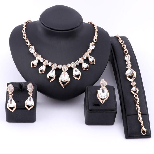earrings & necklace wedding dress costume women party gold color african beads jewelry sets crystal clear gem bracelet ring, Silver
earrings & necklace wedding dress costume women party gold color african beads jewelry sets crystal clear gem bracelet ring, Silver