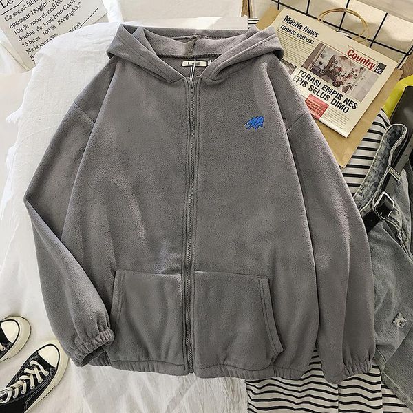 women's hoodies & sweatshirts winter hoodie autumn korean fashion animal embroidery printing loose plush zipper sweatshirt harajuku, Black
women's hoodies & sweatshirts winter hoodie autumn korean fashion animal embroidery printing loose plush zipper sweatshirt harajuku, Black