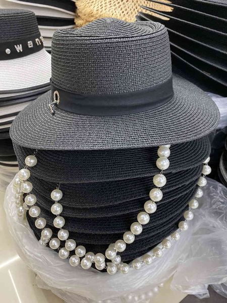 british style pearl hanging neck chain children's summer temperament celebrity sun straw hat, Blue;gray
british style pearl hanging neck chain children's summer temperament celebrity sun straw hat, Blue;gray