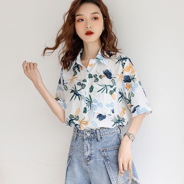 efinny women button up blouse leaves print short sleeve shirt turn-down collar blouses, White
efinny women button up blouse leaves print short sleeve shirt turn-down collar blouses, White