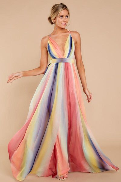 ladies rainbow stripe backless evening party dress 2021 deep v neck tulle chiffon spaghetti straps long dresses vestidos casual, Black;gray
ladies rainbow stripe backless evening party dress 2021 deep v neck tulle chiffon spaghetti straps long dresses vestidos casual, Black;gray