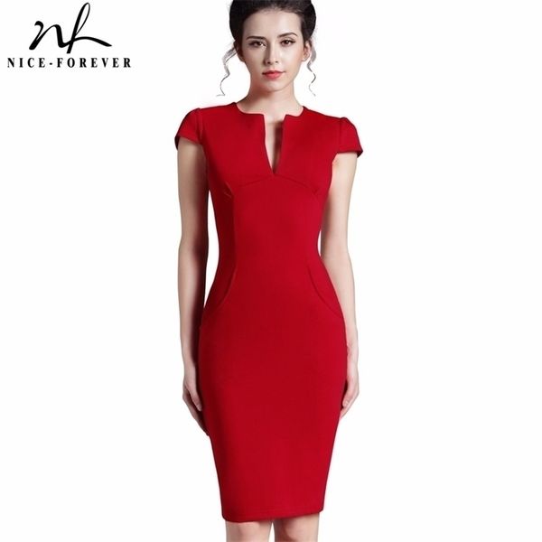 nice-forever office women vintage summer solid deep v neck zipper back formal stretch pencil work bodycon pocket dress 521 210323, Black;gray
nice-forever office women vintage summer solid deep v neck zipper back formal stretch pencil work bodycon pocket dress 521 210323, Black;gray