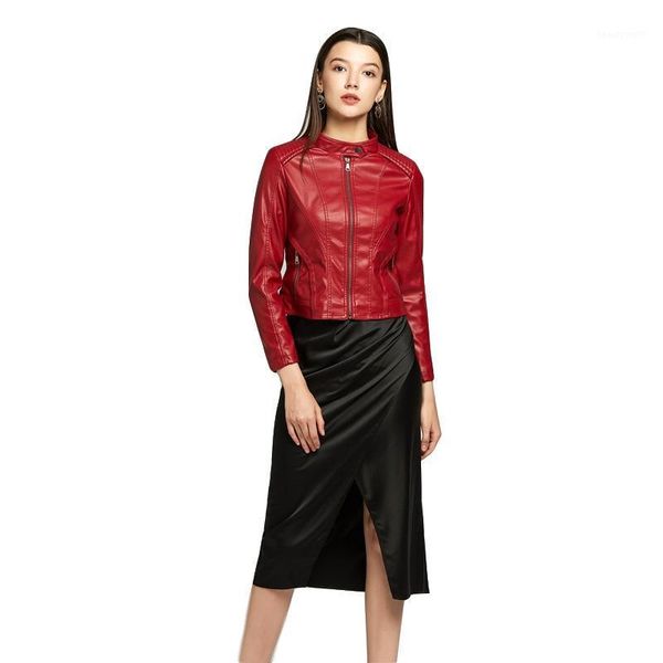 women faux leather jacket coat for spring fall zipper closure slim short lady outwear moto jackets women's &, Black
women faux leather jacket coat for spring fall zipper closure slim short lady outwear moto jackets women's &, Black