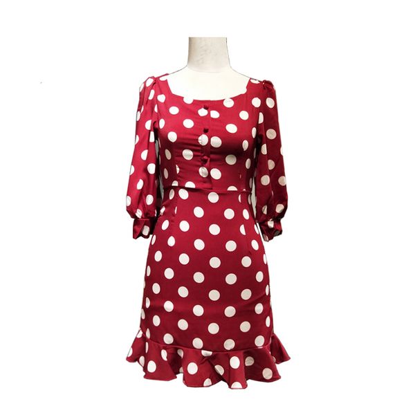 red polka dot slash neck 3/4 sleeve short mini dress vintage summer beach vocation women female elegant retro d1604 210514, Black;gray
red polka dot slash neck 3/4 sleeve short mini dress vintage summer beach vocation women female elegant retro d1604 210514, Black;gray