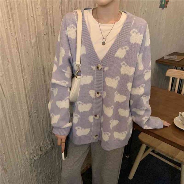 women knitted sweater cardigan cute purple coat women sheep pattern knitted oversized jacket korean fall long sleeve pull femme, White;black
women knitted sweater cardigan cute purple coat women sheep pattern knitted oversized jacket korean fall long sleeve pull femme, White;black